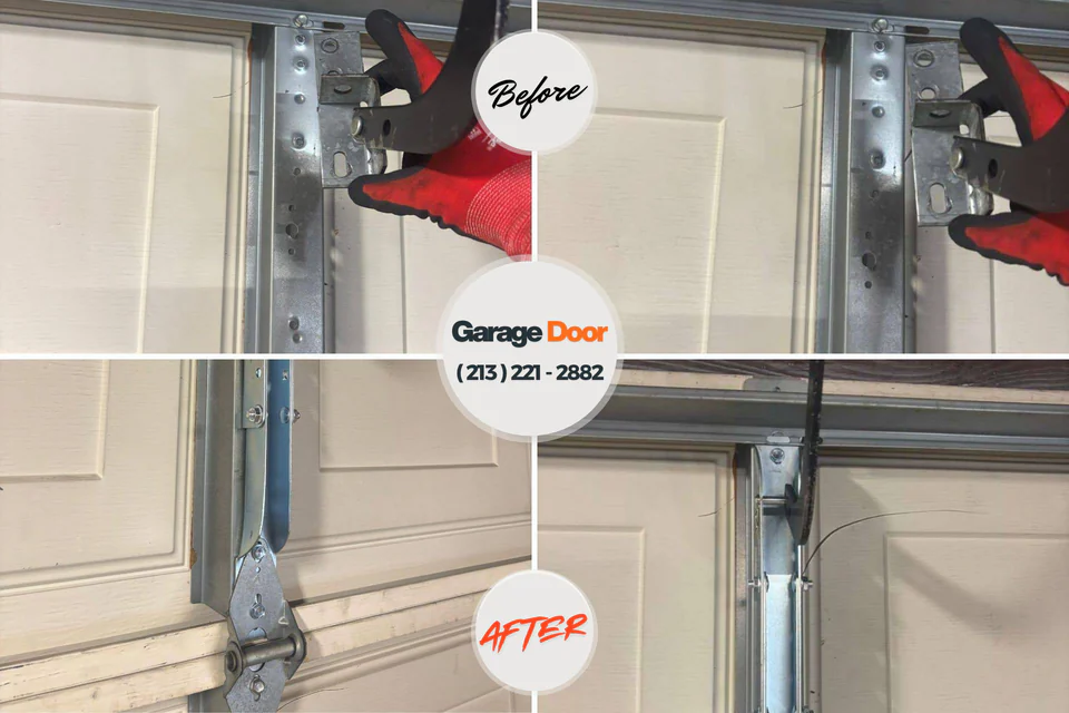 Before and after: garage door repair Heceta Beach, OR
